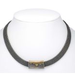 Design necklace silver 925/000 blackened, with partially gold-plated patent clasp, w. 14 - 10 mm, l.