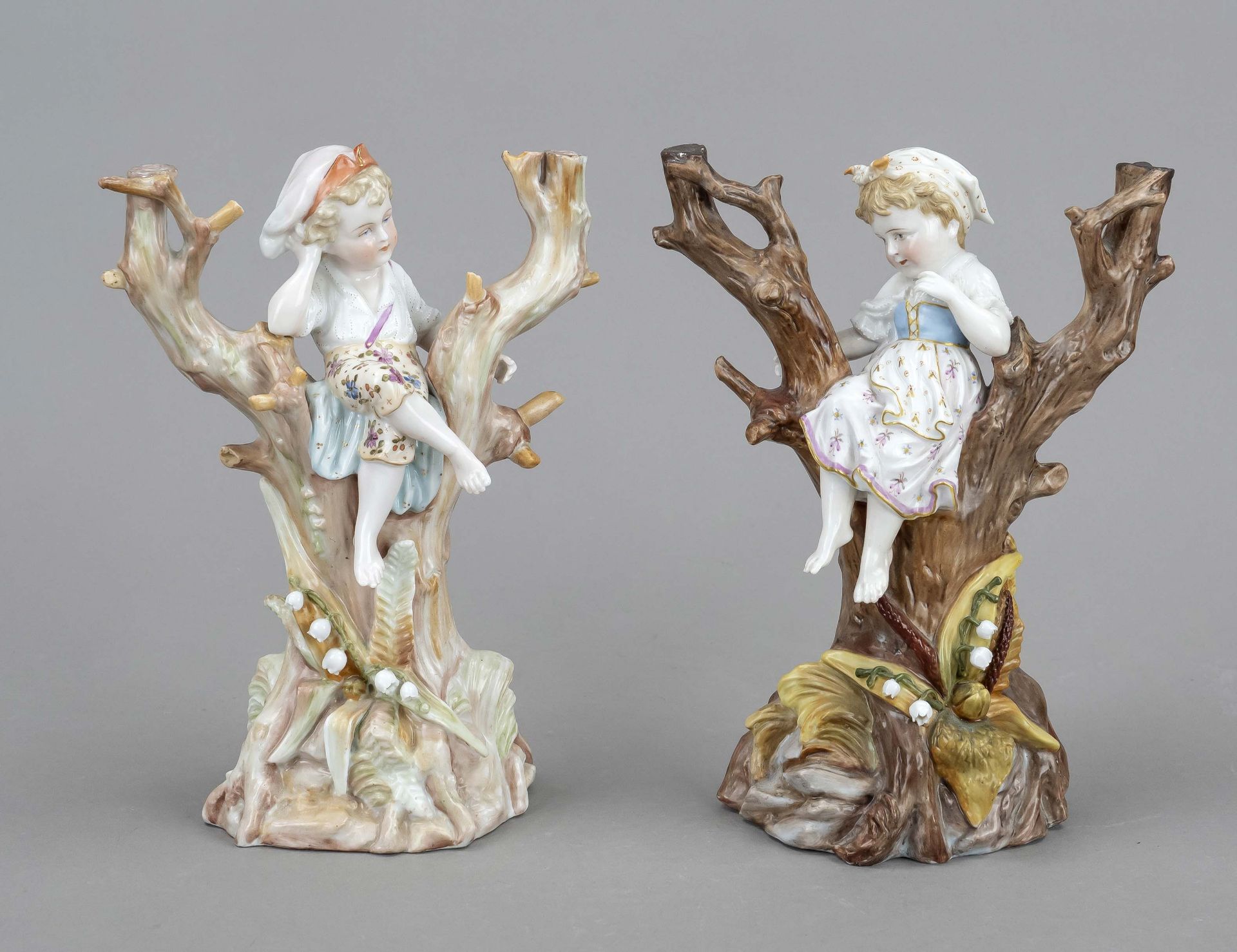 Two child figures as pendants, Kister, Scheibe-Alsbach, Thuringia, mark 1887-1905 (1x unmarked), boy