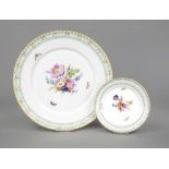 Two plates, KPM Berlin, marks 1870-1945 and 1981, 2nd choice, no painter's mark, 1x signed Emil