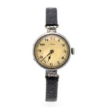 ELKA Watch & Co. Ladies wristwatch, 935/000 silver, polished case, gold-plated dial with black