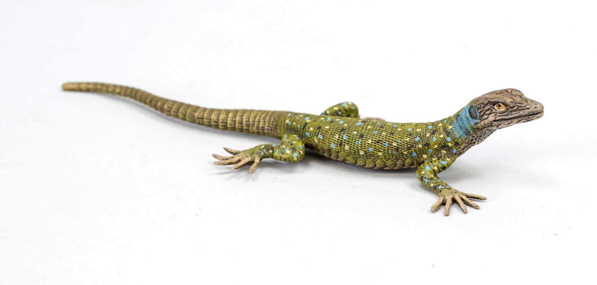 Small bronze in the style of Viennese bronzes, 20th century, lizard, polychrome cold-painted bronze,