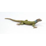 Small bronze in the style of Viennese bronzes, 20th century, lizard, polychrome cold-painted bronze,