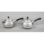 A pair of large Art Nouveau lidded bowls, Denmark, 1916, hallmark C. F. Heise, silver 830/000, round