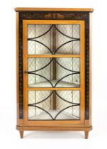 Corner display cabinet in Biedermeier style around 1900, cherry wood, fitted 1-door corpus, ebonized