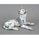 Reclining Great Dane, Copenhagen, mark after 1925, design Dahl Jensen, model no. 1112,