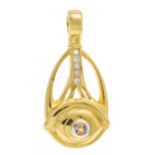 Sapphire-brilliant pendant GG/WG 585/000 with a round faceted sapphire orange-light yellow,