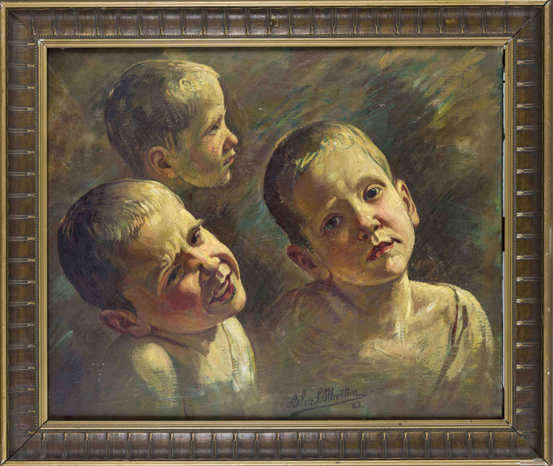 Alexandre-Louis Martin (1887-1954), French portrait and genre painter, three study heads of a boy,