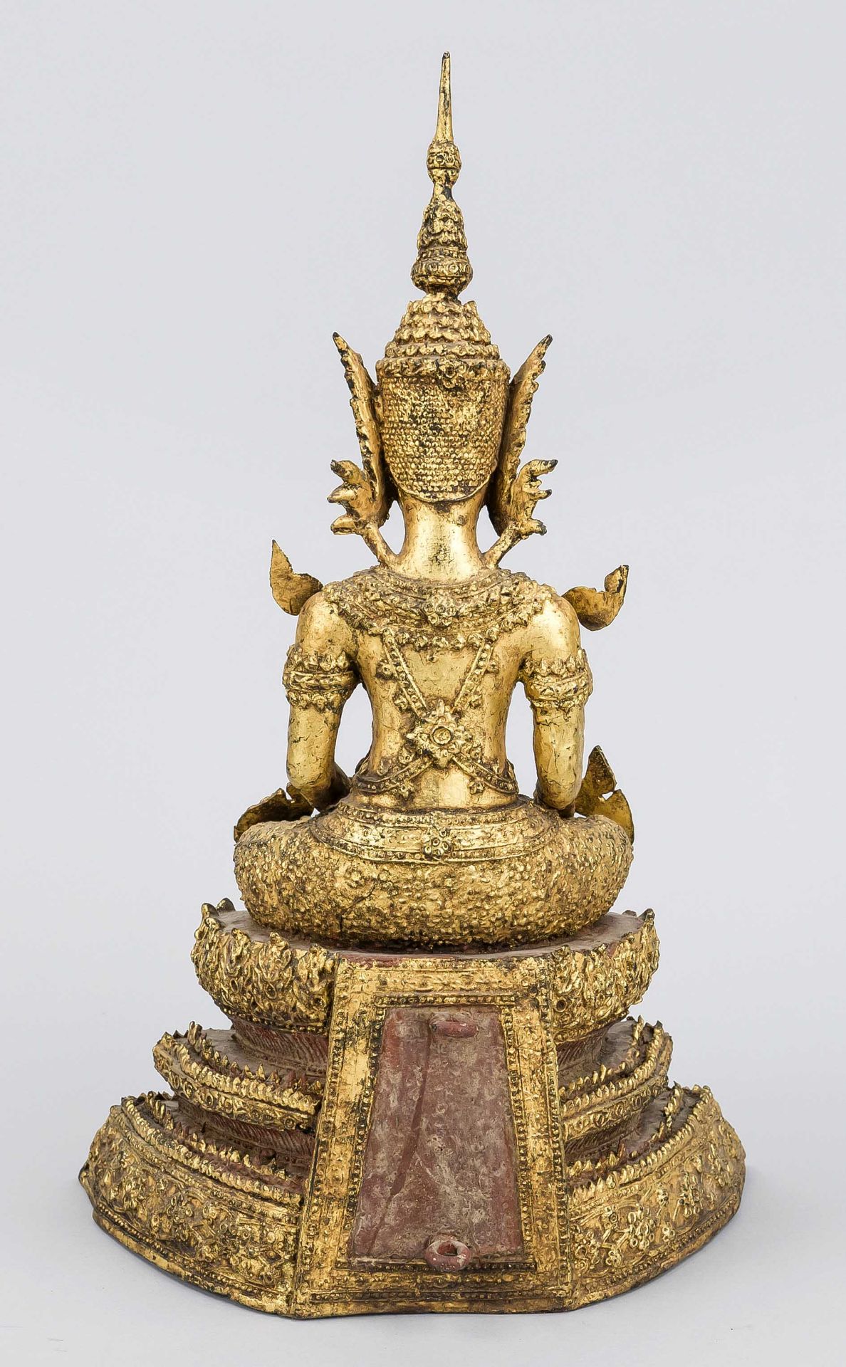 Buddha Rattanakosin, Thailand, probably 19th century, bronze with gold lacquer. Seated in - Image 2 of 2