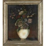 Anonymous painter around 1900, Still life of flowers in a white vase, oil on canvas, unsigned, 52