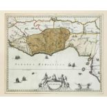 Historical map of Guinea, partly col. Copper engraved map by Frederik de Wit for J. Covens & C.