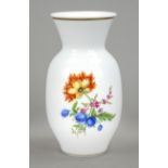 Vase, Meissen, mark after 1934, 1st choice, Art Deco form, model no. 50059, polychrome flower