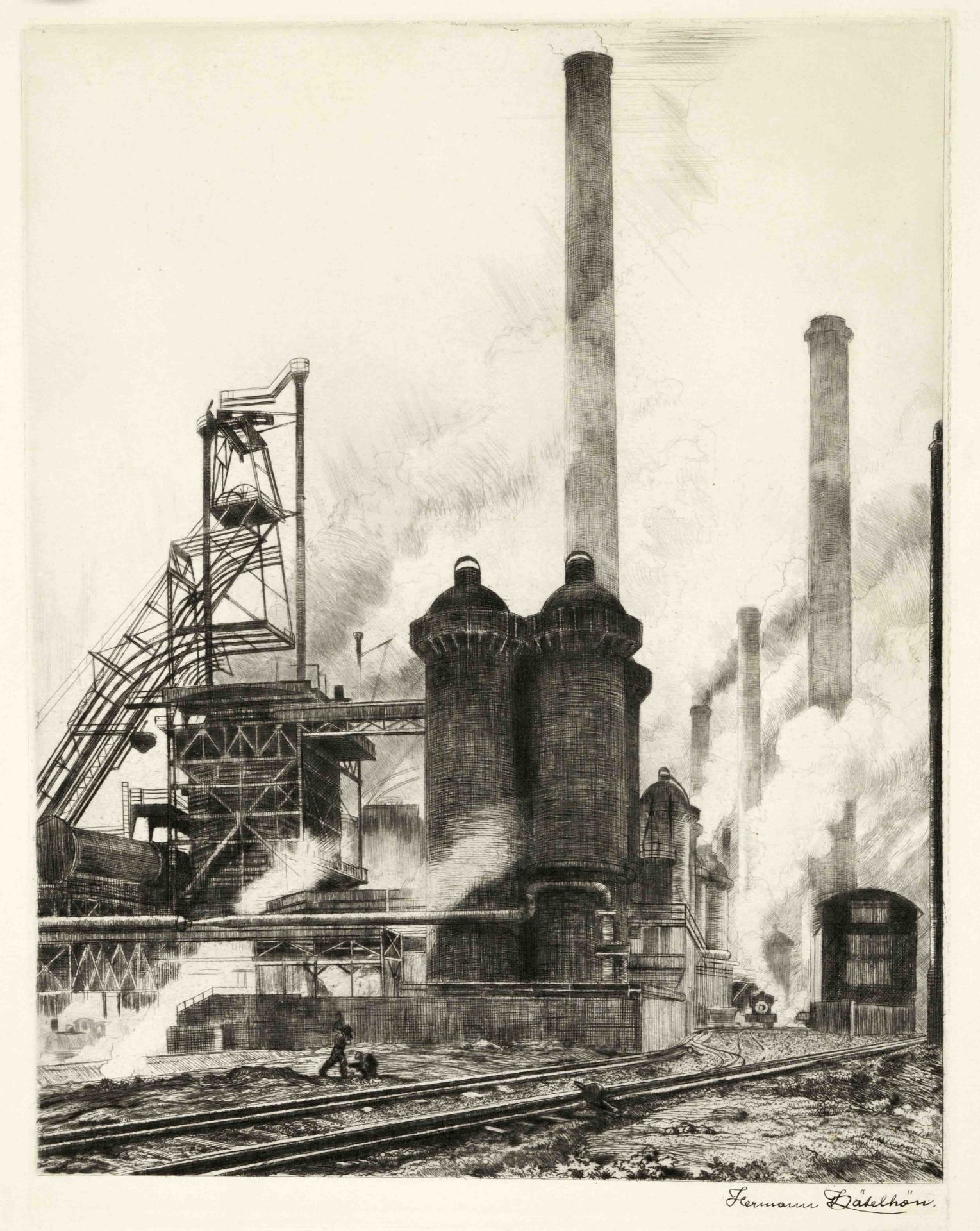 Hermann Kätelhön (1884-1940), bundle of 10 etchings and lithographs on the subject of industry and