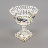 Centerpiece, Potschappel, Dresden, 20th century, round foot on a square plinth, basket with curved