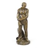 Aime-Jules Dalou (1838-1902), Farmer, rolling up his sleeves, patinated bronze, signed, foundry mark