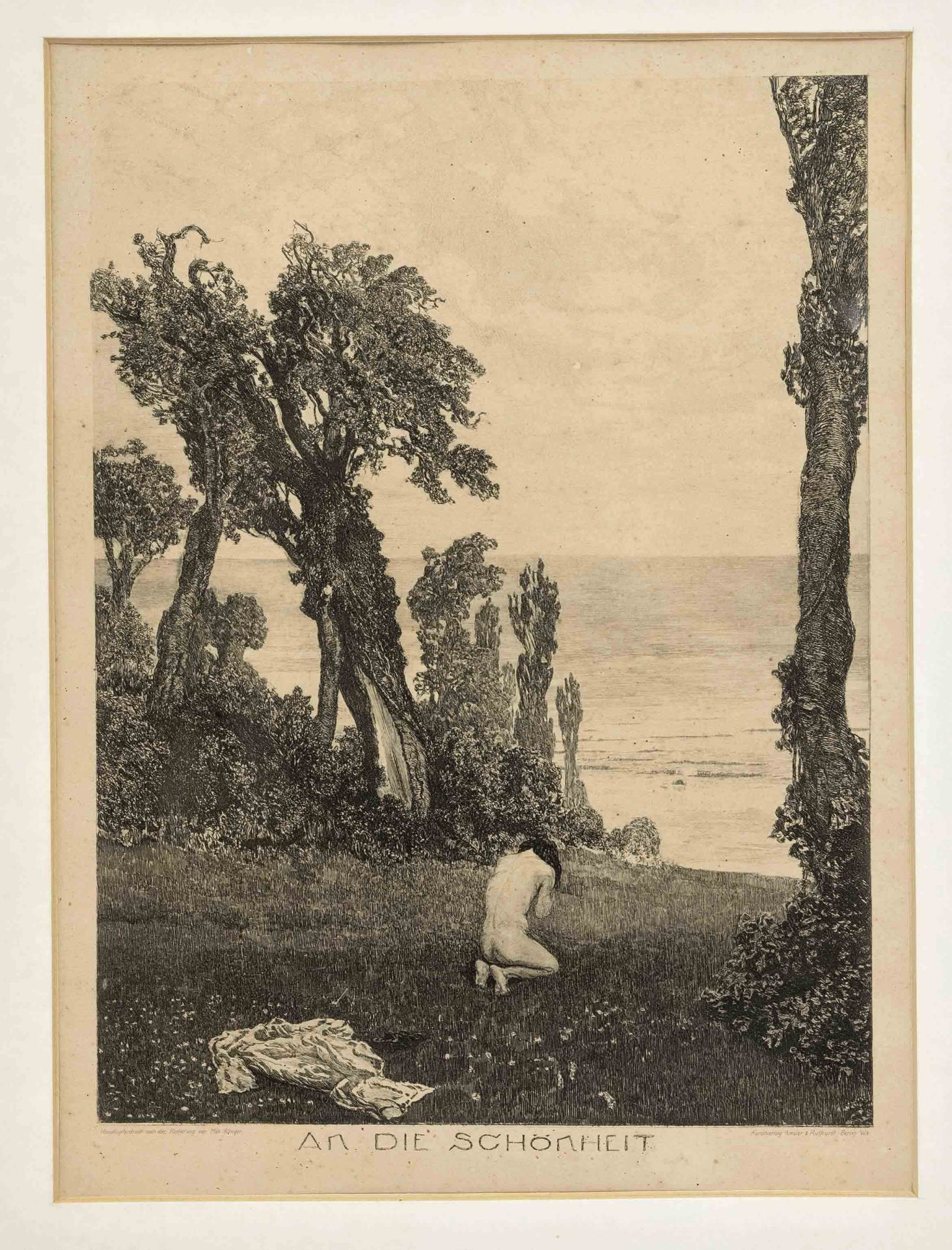 Max Klinger (1857-1920), ''An die Schönheit'', hand copperplate print after the etching by Max