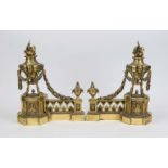 Pair of magnificent chimney-pieces, late 19th century, bronze/brass. Architecturally designed with