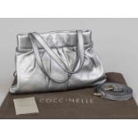 Coccinelle, Small Vintage Silver Leather Bag, soft silver-colored leather with metallic effect,