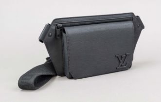 Louis Vuitton, Black Calfskin Aerogram Takeoff Sling Bag, black grained calfskin, black hardware,