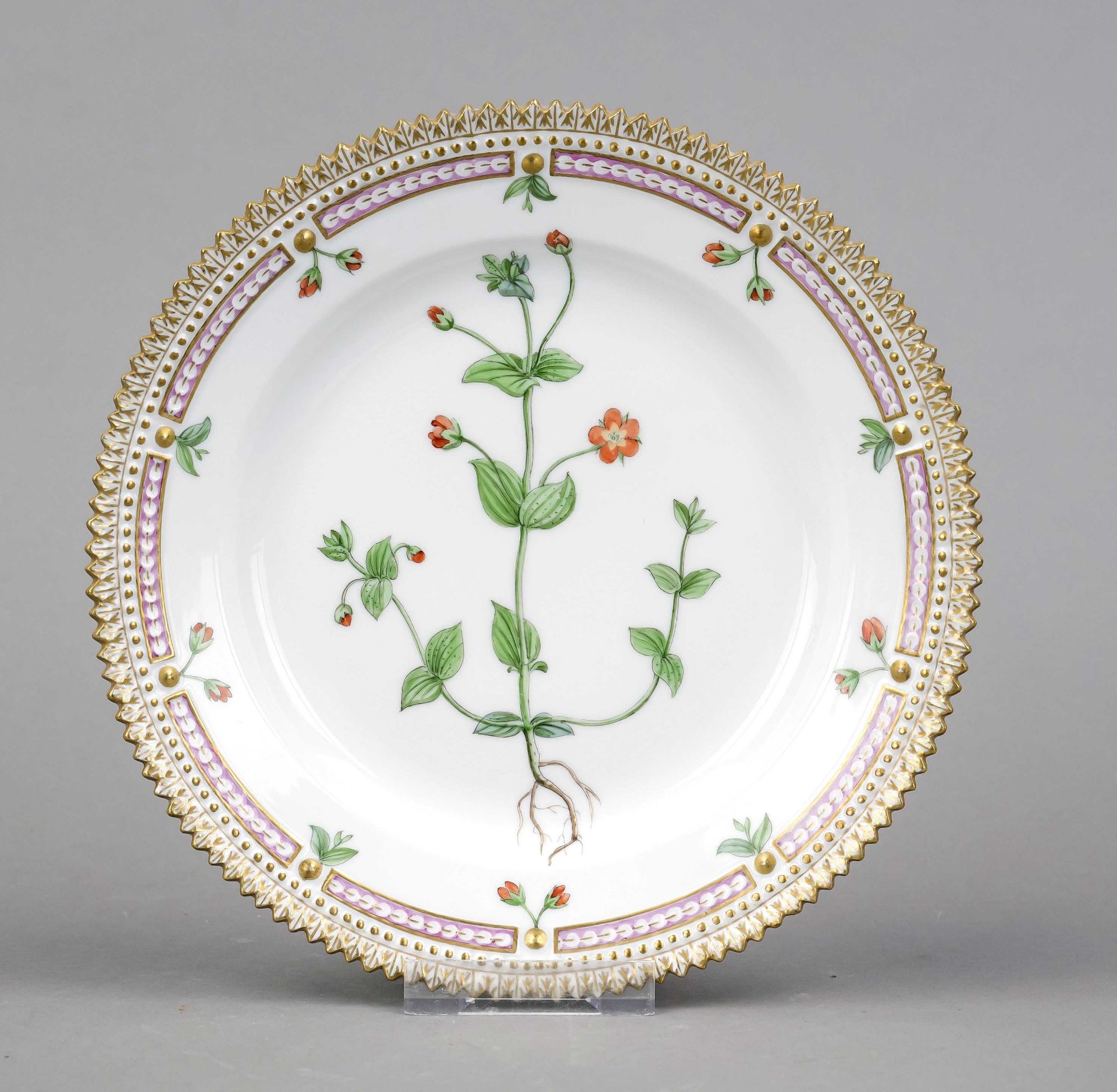 Small plate, Royal Copenhagen, mark 1948, 2nd choice, from the Flora Danica service, designed by