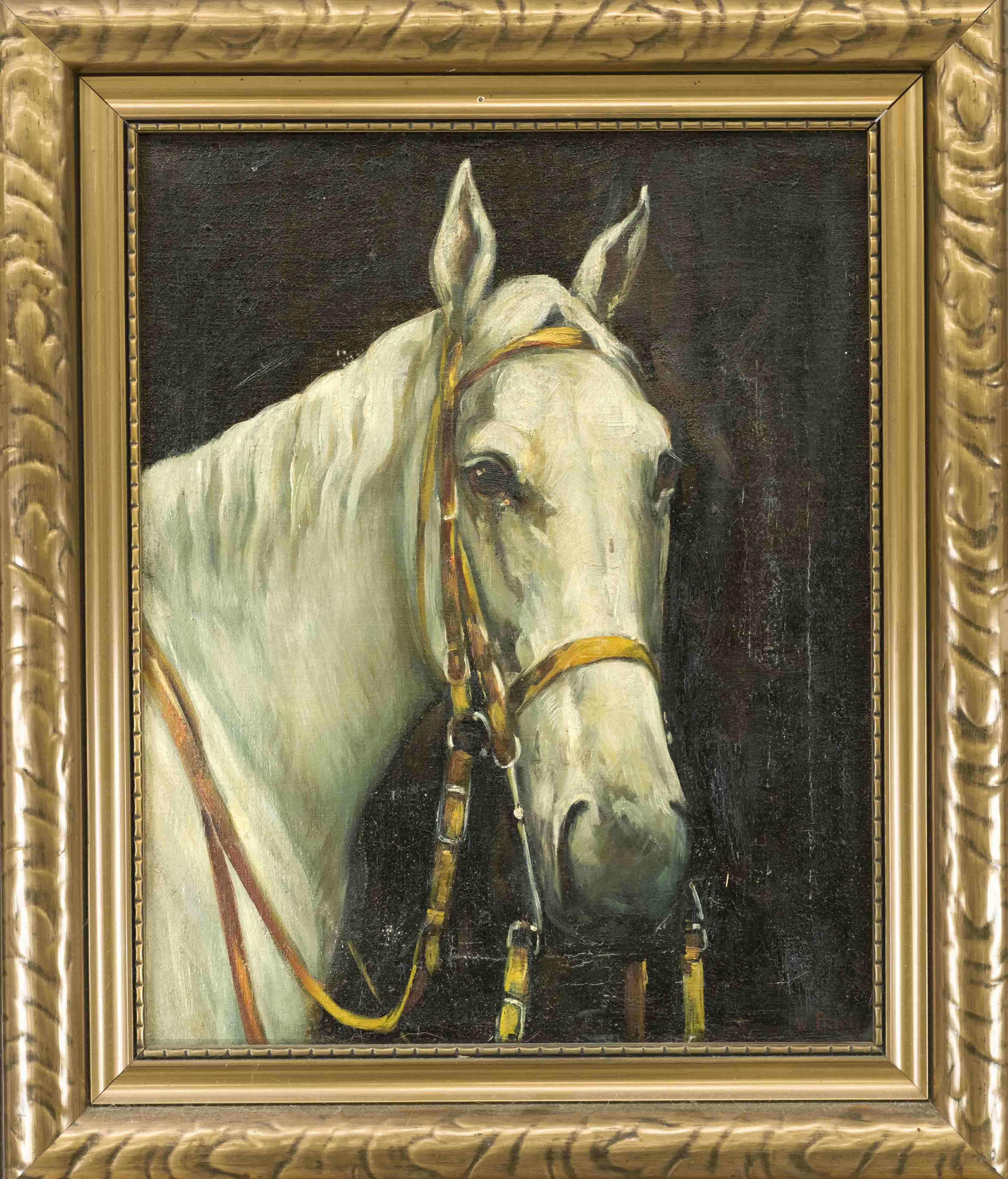 W. Bach, animal painter c. 1910, portrait of a horse, oil on canvas, signed lower right, 50 x 40 cm,