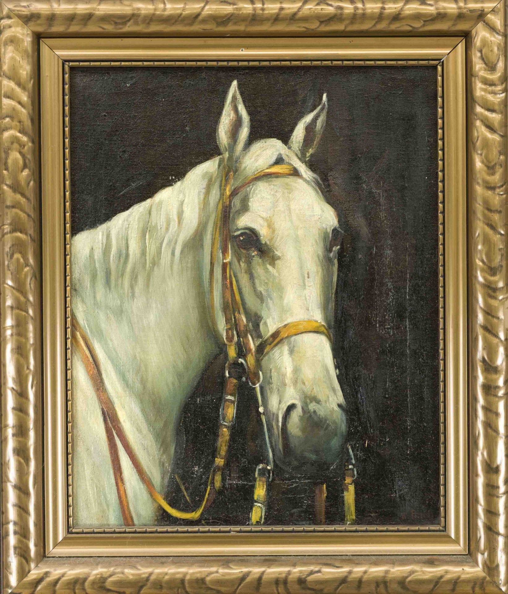 W. Bach, animal painter c. 1910, portrait of a horse, oil on canvas, signed lower right, 50 x 40 cm,