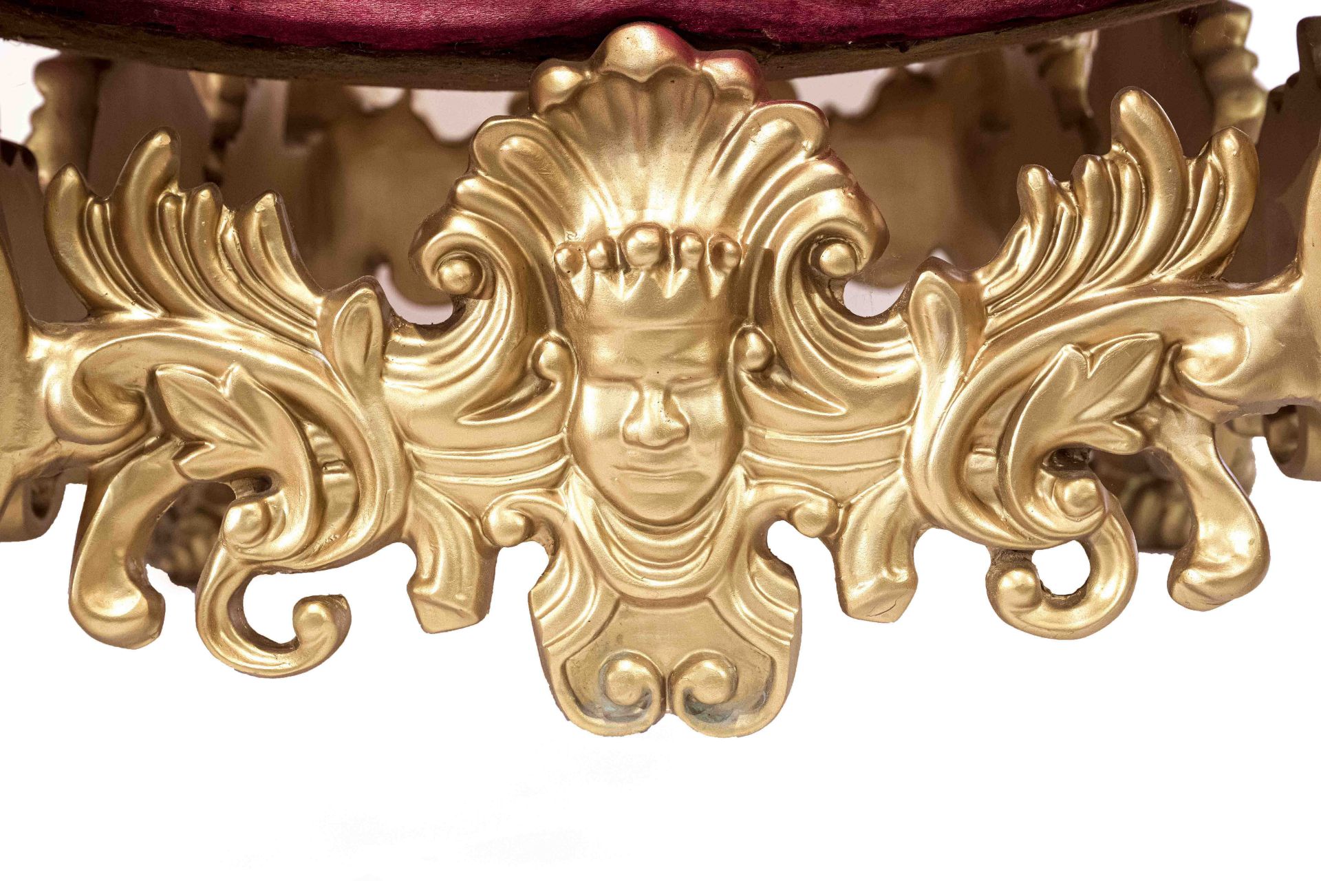 Magnificent Baroque-style throne armchair, 20th century, carved and gilded wood, carved lion's - Image 4 of 5