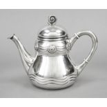 Art Déco teapot, Denmark, 1919, BZ. Christian F. Heise, MZ unmarked, silver 830/000, round base,