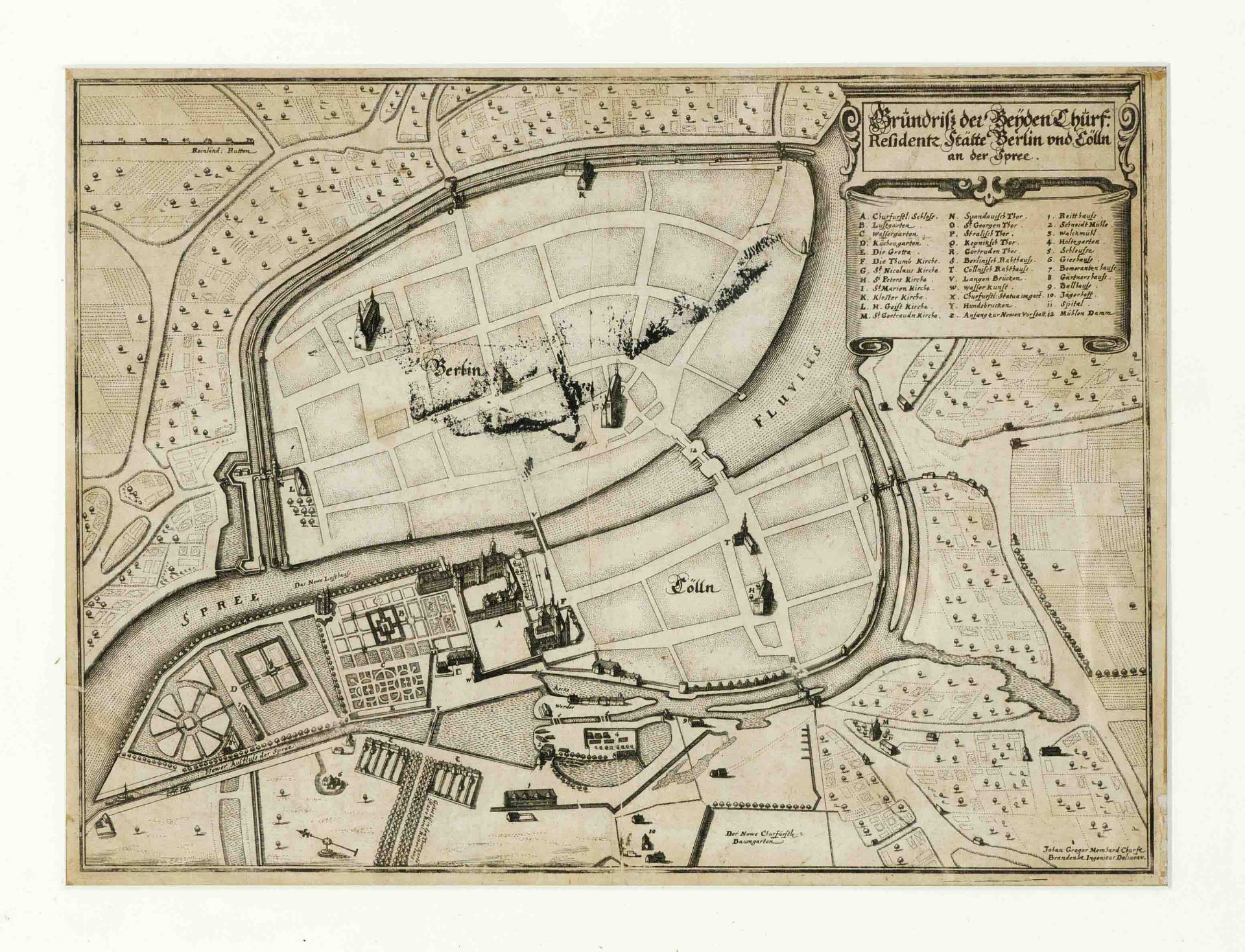 Historical plan of Berlin -- ''Grundriß der Beyden Churf. Residentz Städte Berlin und Cölln an der