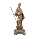 Tyrolean carver of the 20th century, bishop, softwood polychrome painted, mounted on a base, rubbed,