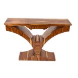 Console table in Art Deco style, late 20th century, walnut, one drawer, 87 x 120 x 30 cm - The