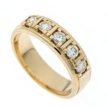 Riviére diamond ring GG 585/000 with 5 brilliant-cut diamonds, total 0.62 ct W/VVS-VS, RG 57, 6.6 g