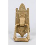 Bell push, early 20th century, brass/bronze. Architecturally and geometrically decorated, 17 x 8 cm