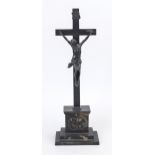 Crucifix, Germany 2nd half 19th century, Berlin iron, painted black (small missing parts), square,