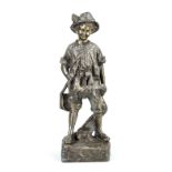 Unidentified sculptor, c. 1900, huntsman with hunted fowl and hare, patinated bronze, indistinctly