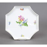 8-sided platter, Meissen, mark after 1950, 2nd choice, model no. 53272, polychrome painting, decor