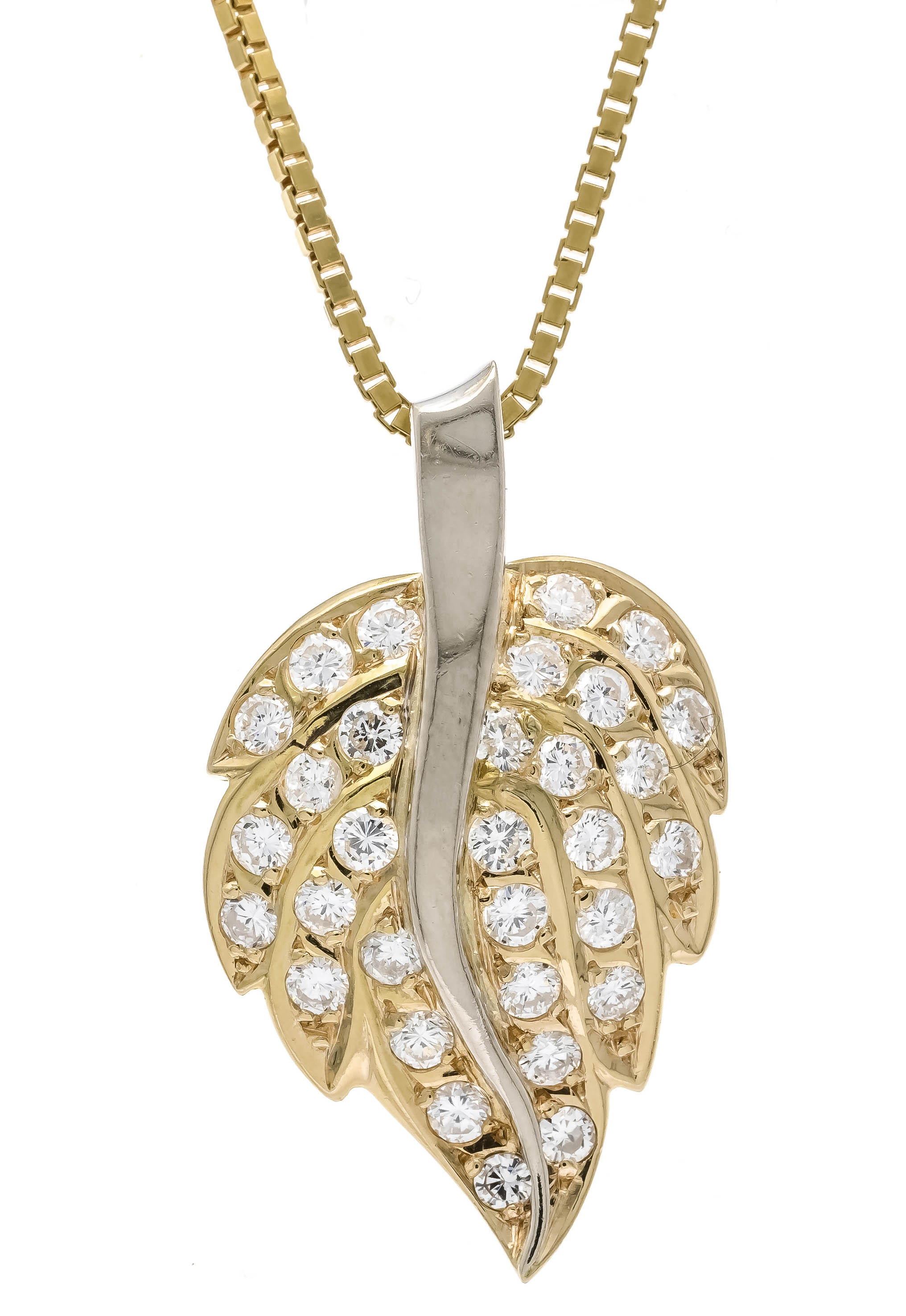 Brilliant pendant GG/WG 750/000 with 31 brilliant-cut diamonds, total 0.92 ct fine white+ - fine