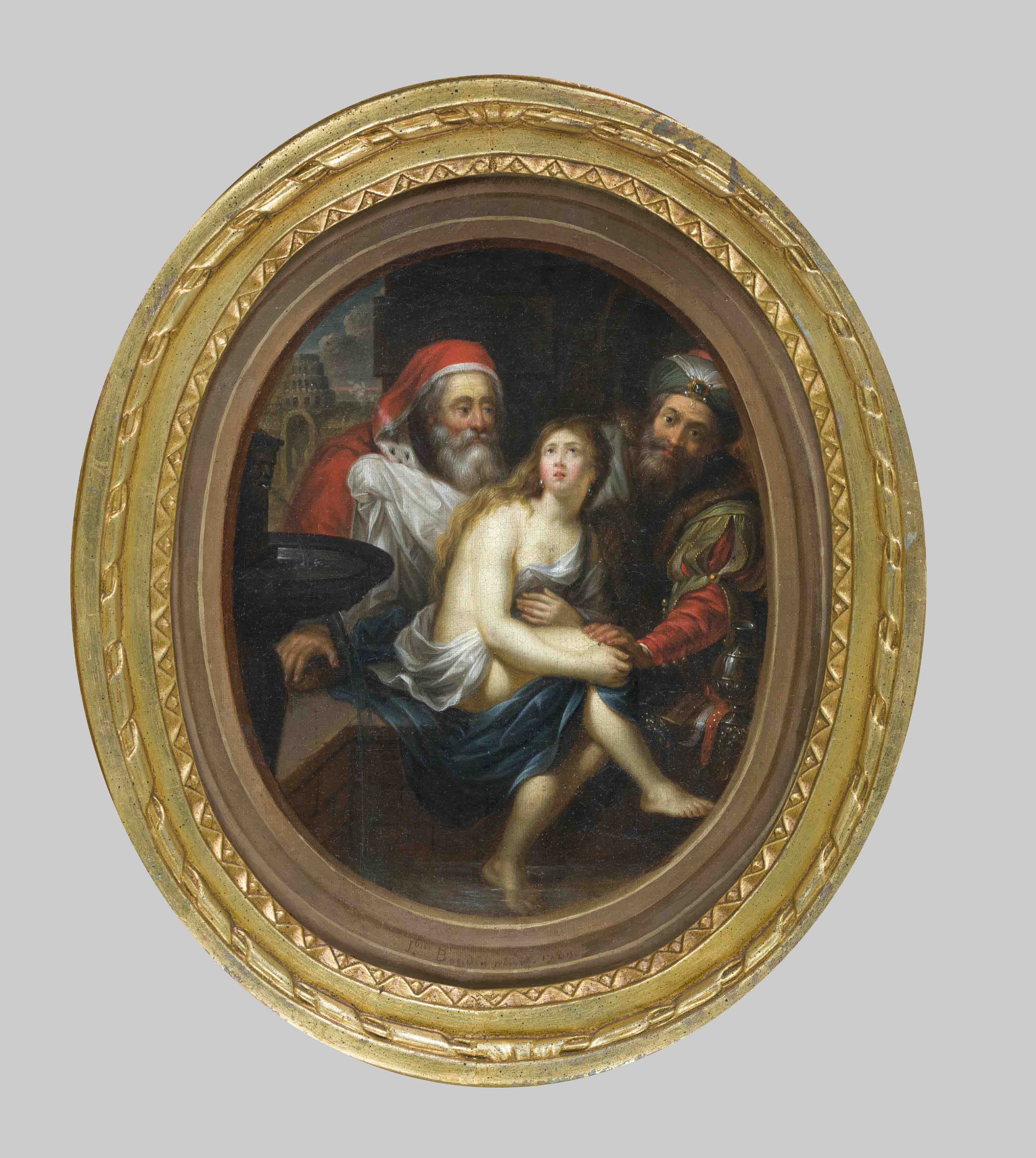 signed Boudin, late 18th century, ''Susanna and the Two Old Women''. The scantily clad Susanna