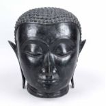 Large Buddha head, China? 20th century, bronze, slightly rubbed, h. 31 cm