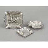 Square ashtray and bowl, Netherlands/German, 20th century, silver of various finenesses, 1x with