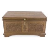 Biedermeier flat-lid chest, probably Ammerland, dated 1804, oak, restored, 72 x 130 x 65 cm