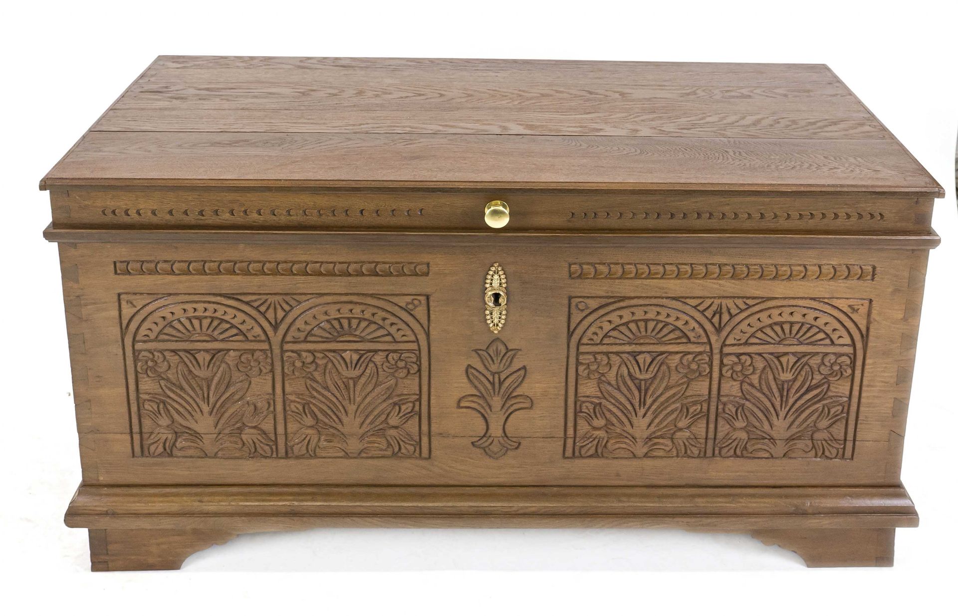 Biedermeier flat-lid chest, probably Ammerland, dated 1804, oak, restored, 72 x 130 x 65 cm