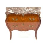 Baroque-style chest of drawers, 20th century, curved body with two drawers, mahogany diamond