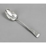 A large dumpling spoon, 19th century, maker's mark P.A.J., probably under-alloyed silver, oval bowl,