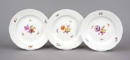 Six dessert plates, KPM Berlin, pre-1945 mark, 1st choice, red imperial orb mark, WW1 mark, Ozier