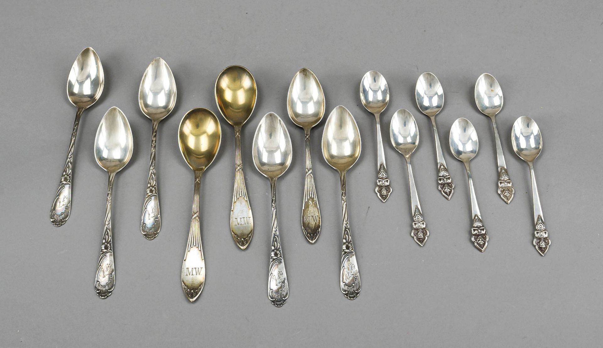 A collection of eight teaspoons, German, 20th century, maker's mark Koch & Bergfeld, Bremen,