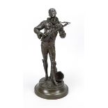 Adolphe Jean Lavergne (1863-1892), French sculptor, active in Paris, Pierrot with mandolin.