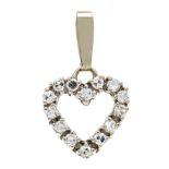 Diamond heart pendant WG 585/000 with 14 octagonal diamonds, total 0.28 ct Wesselton - slightly