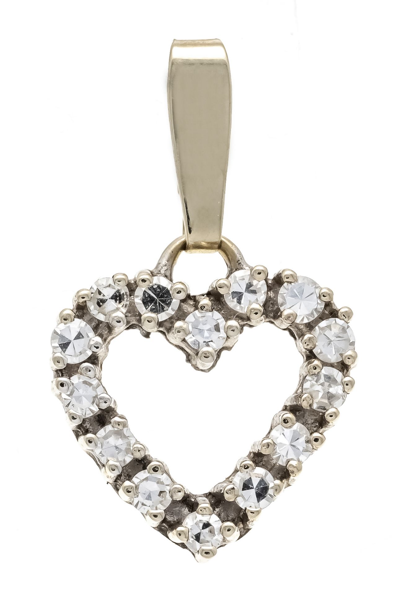 Diamond heart pendant WG 585/000 with 14 octagonal diamonds, total 0.28 ct Wesselton - slightly