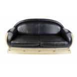 Designer sofa in Art Déco style, Italy 20th century, Arredoclassic, 3-seater, rounded shape, black