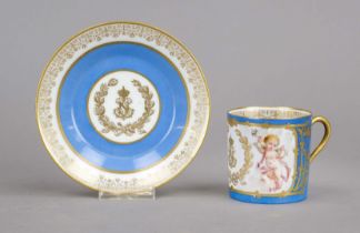 Cup and saucer, Sevres, c. 1850-1870, cylindrical cup so-called Goblet Litron with saucer,